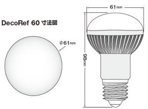 デコライト60　レフ電球形　LEDサイズ